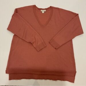 Coldwater Creek Wool‑Blend V‑Neck Sweater in a Coral Color, Size 1X